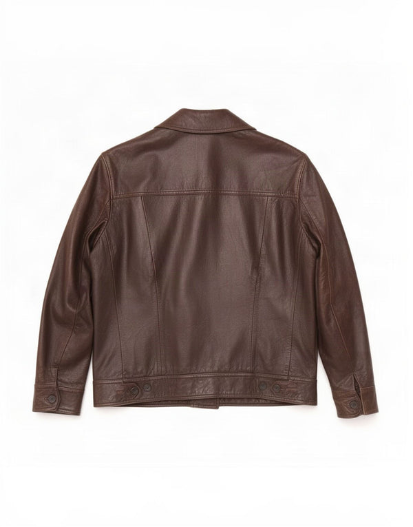 veste en cuir homme vintage UK 40 Grand Marron