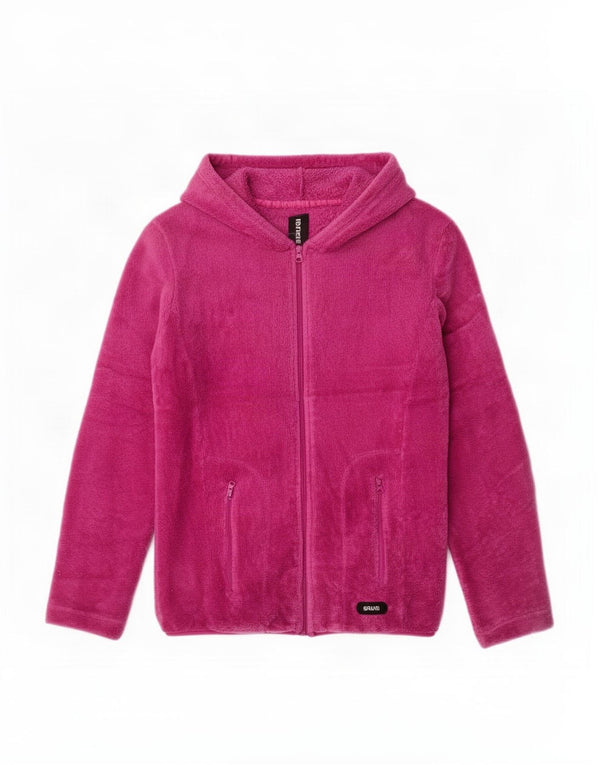 Brugi Veste polaire à capuche pour femme UK 16 Large Rose Polyester