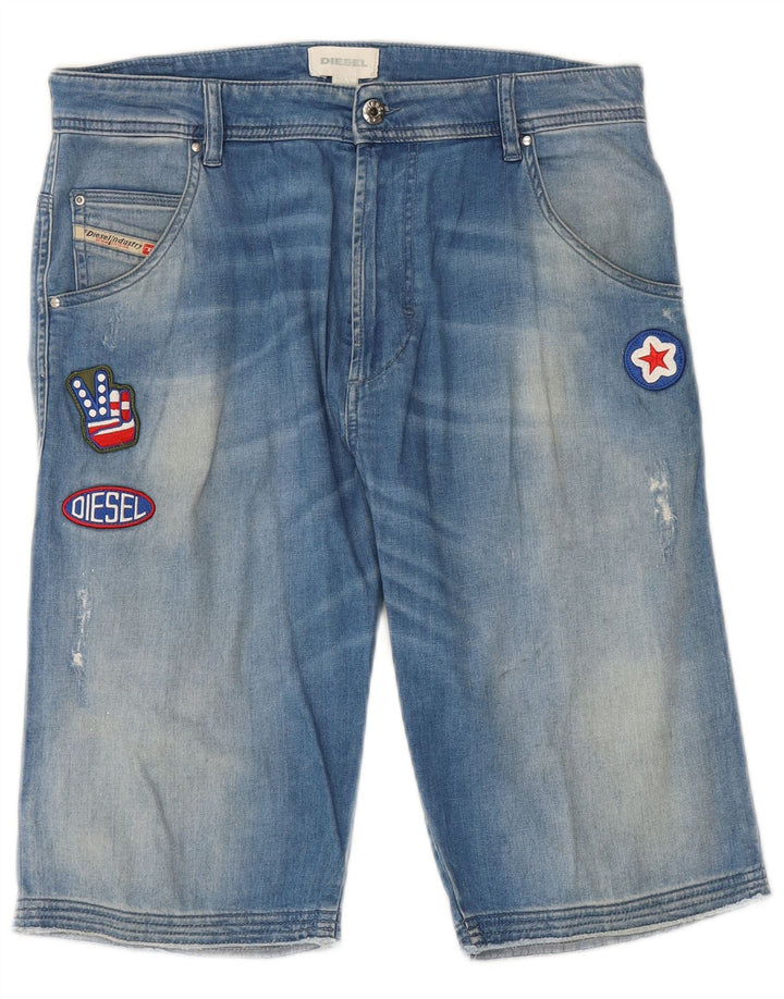 DIESEL Short en jean pour femme UK 16 Large W32 Bleu