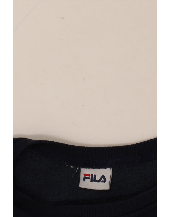 FILA Sweat-shirt graphique pour femme UK 12 Bleu marine moyen Colourblock