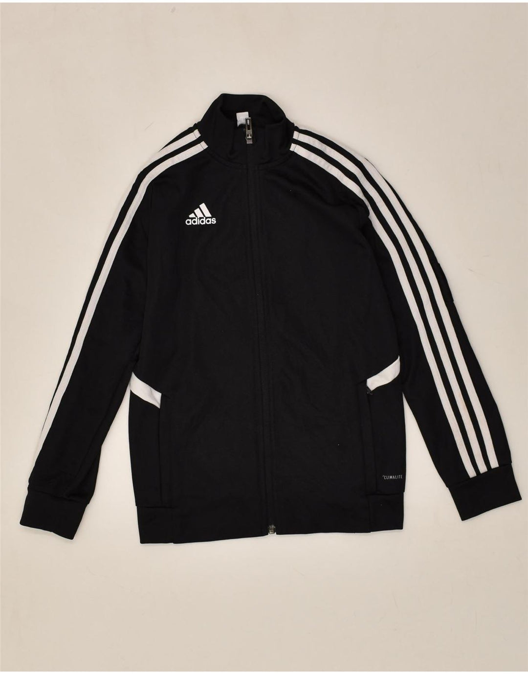 ADIDAS Boys Tracksuit Top Jacket 9-10 Years Black Polyester | Vintage Adidas | Thrift | Second-Hand Adidas | Used Clothing | Messina Hembry 