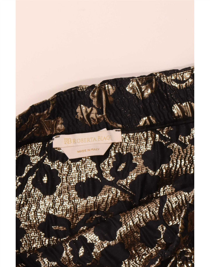 vintage Femme A-Line Jupe W30 Moyen Noir Floral