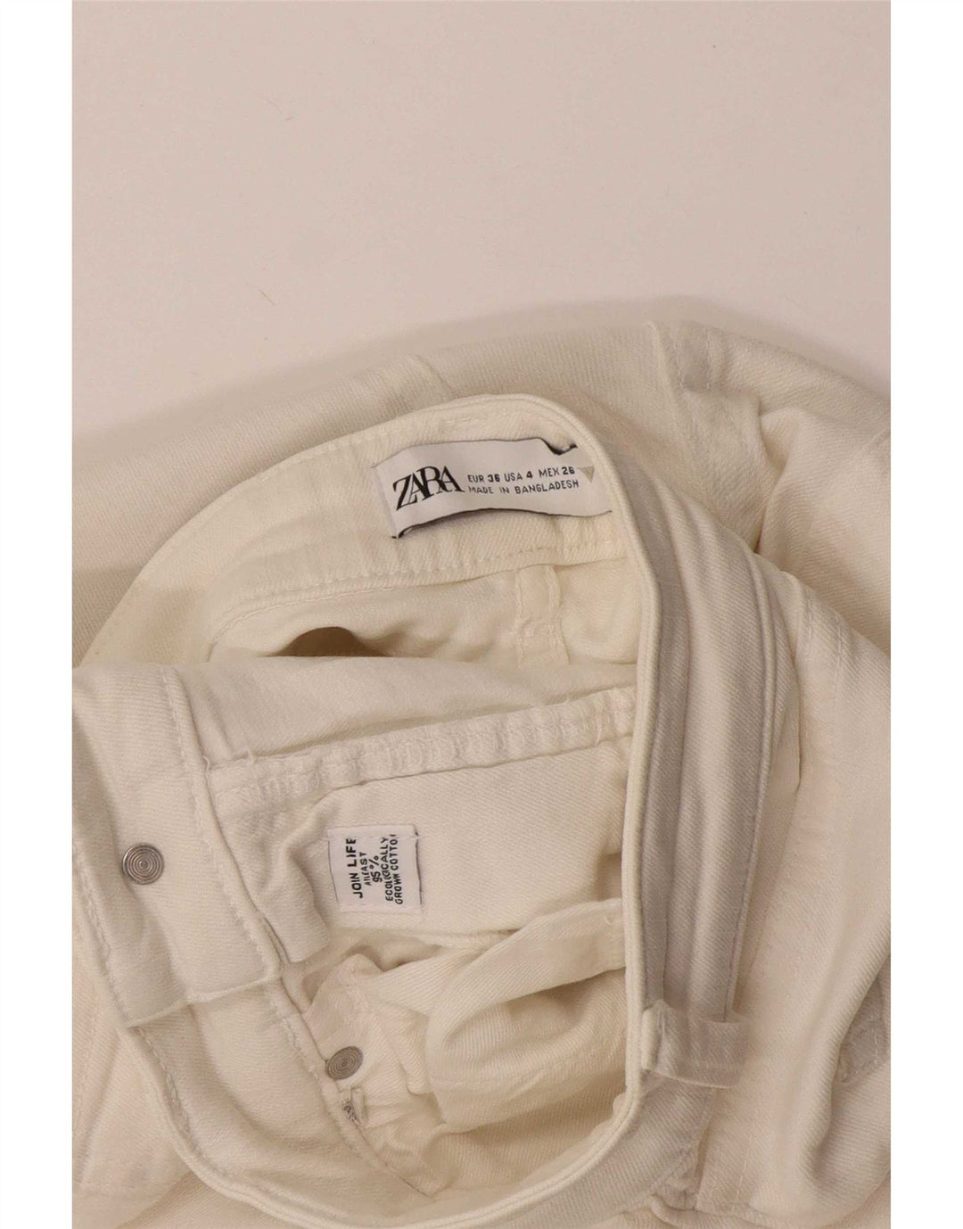Zara Jean évasé femme EU 36 XS W26 L26 coton blanc