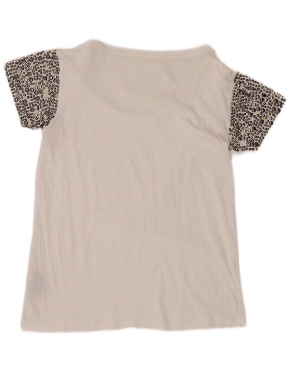 Guess T-Shirt Femme Top UK 8 Small Blanc Coton