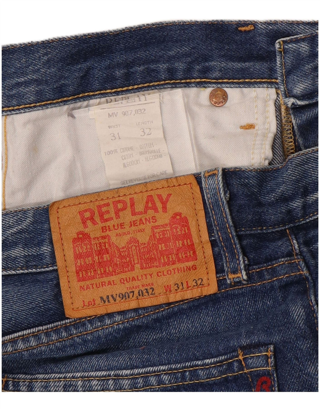 REPLAY Jean Large Homme W31 L32 Bleu Coton