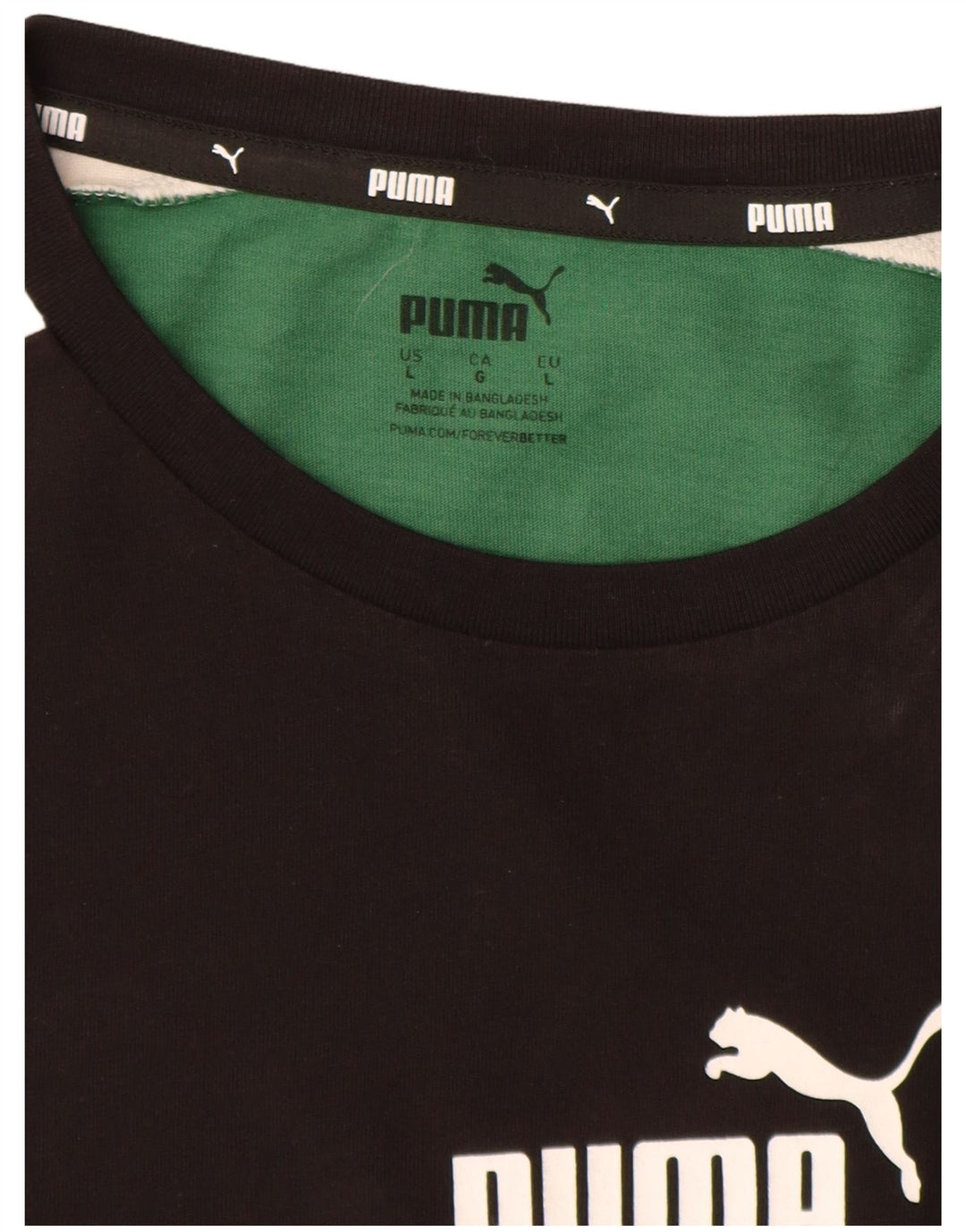 Puma T-Shirt Graphique Homme Vert Large Coton Colorblock