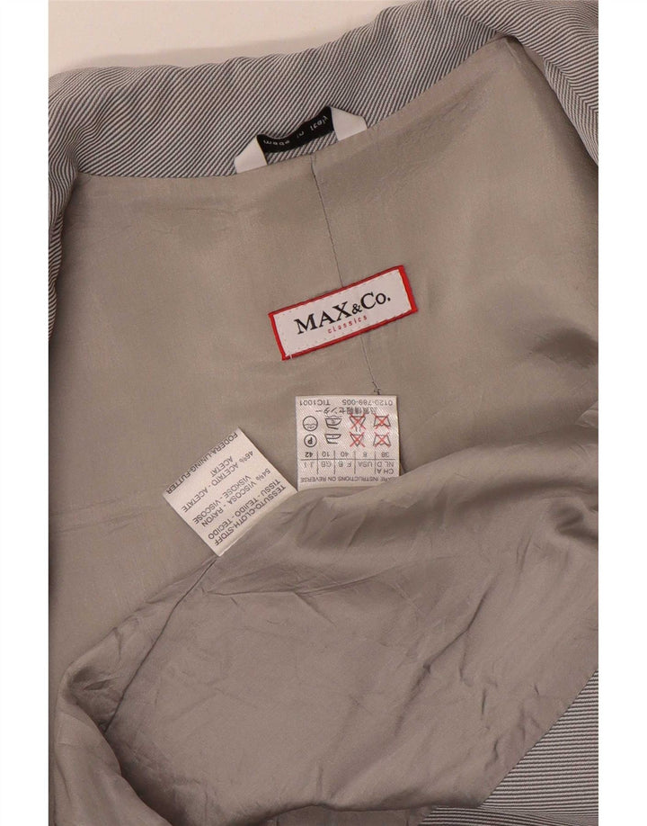 Max & Co. Veste blazer longue à 3 boutons pour femme UK 10 Small Gris Viscose