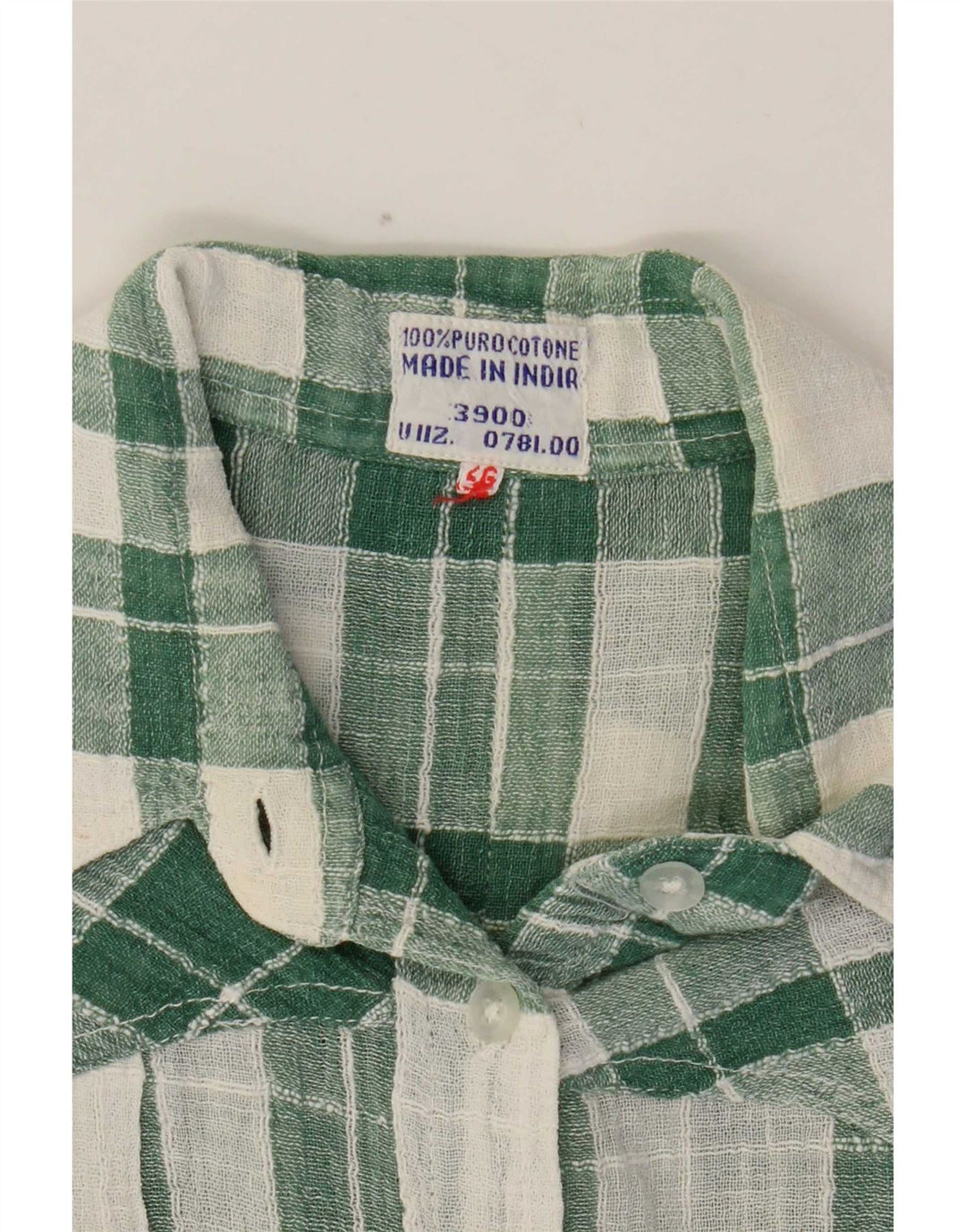 chemise femme vintage UK 14 Coton à carreaux vert moyen