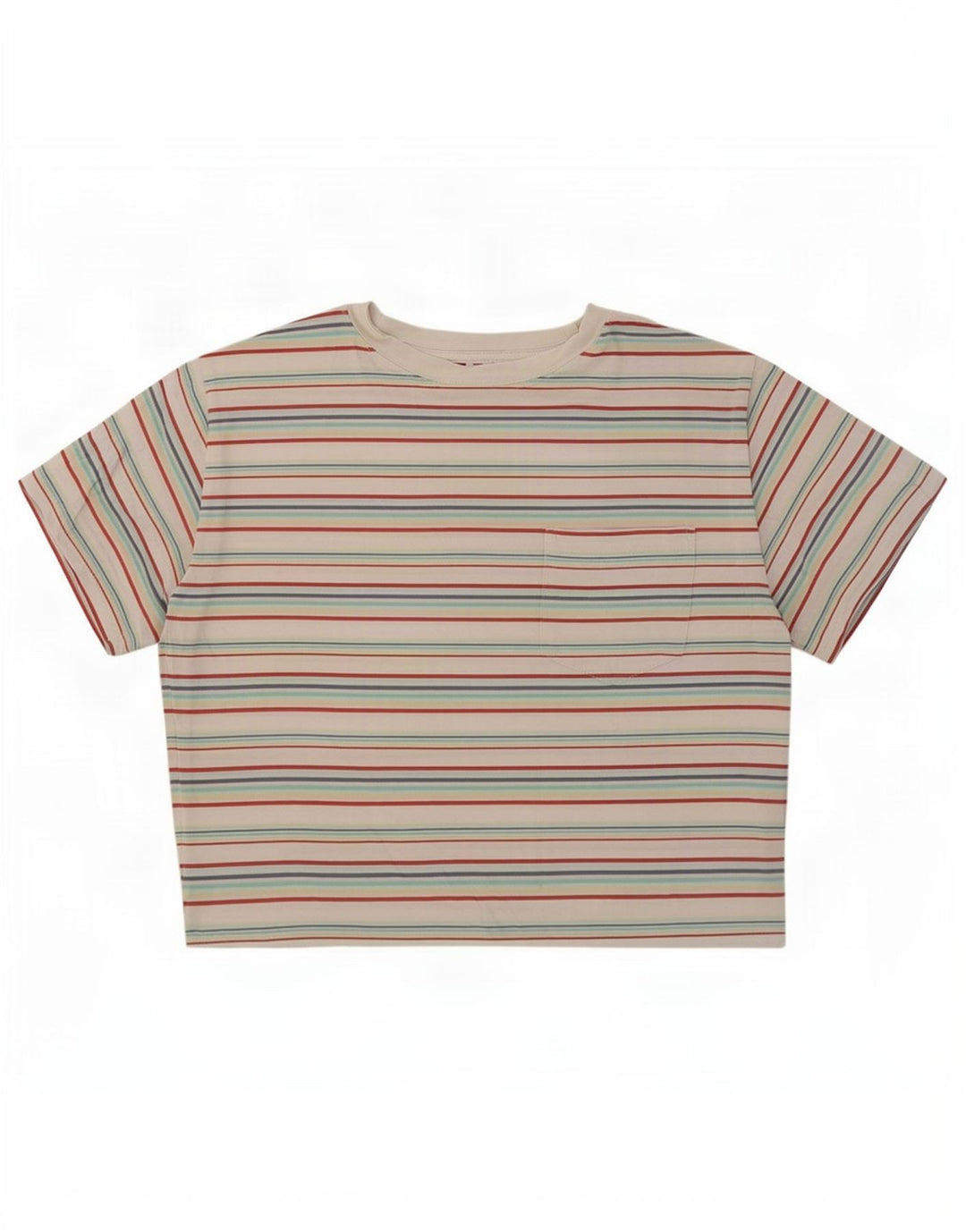 Levi's Crop T-Shirt Top Femme UK 14 Medium Multicolore Rayé Coton