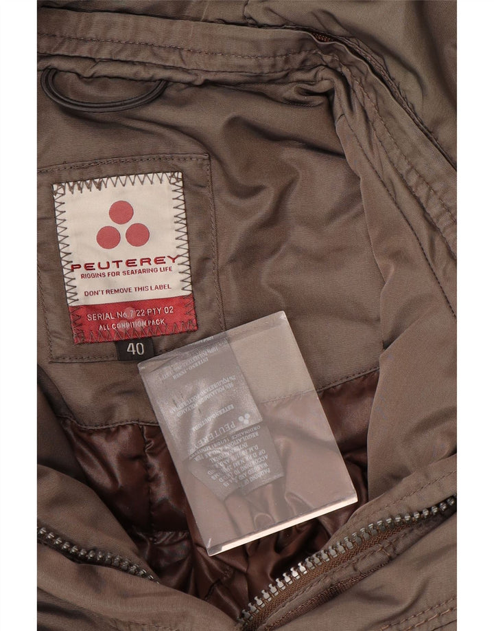 PEUTEREY Manteau matelassé à capuche pour femme IT 40 Small Kaki Polyester