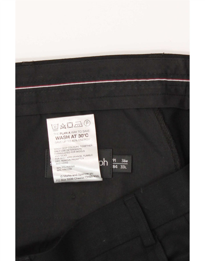 Marks & Spencer Pantalon de Costume Droit Homme W36 L33 Noir Polyester