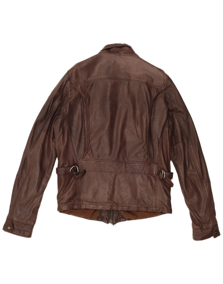 Roy Rogers Mens Leather Jacket IT 50 Large Brown Leather