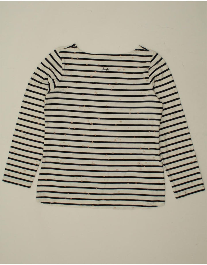 JOULES Womens Top Long Sleeve UK 12 Medium White Striped Vintage Joules and Second-Hand Joules from Messina Hembry 