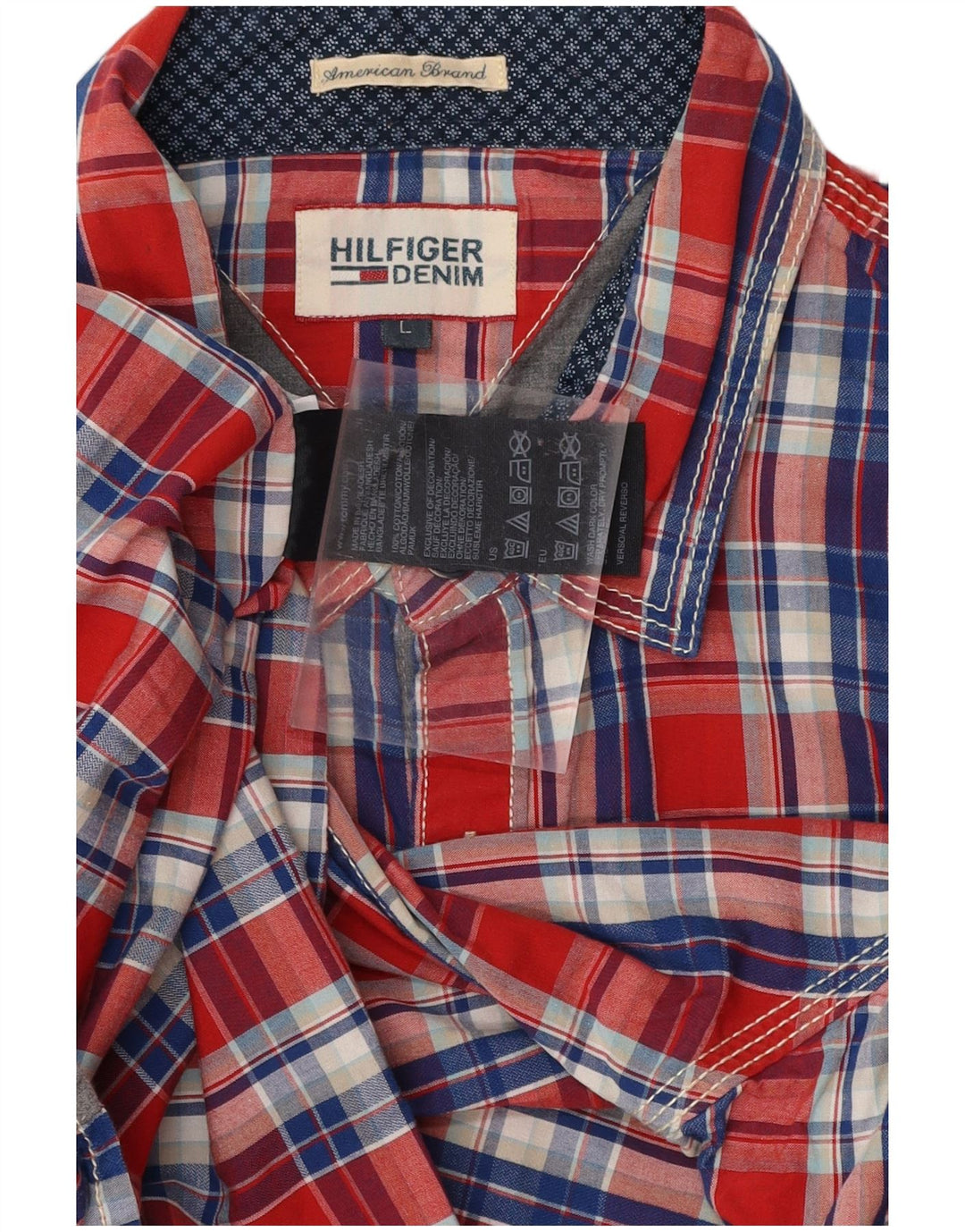 TOMMY HILFIGER Chemise Garçon 15-16 ans Grand Carreau Rouge Coton