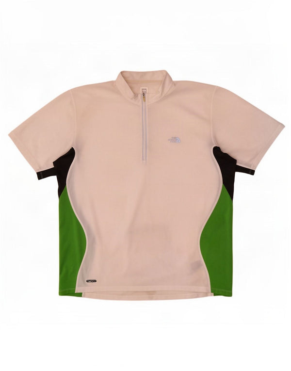 The North Face T-shirt à col zippé pour homme XL Blanc Colorblock Polyester