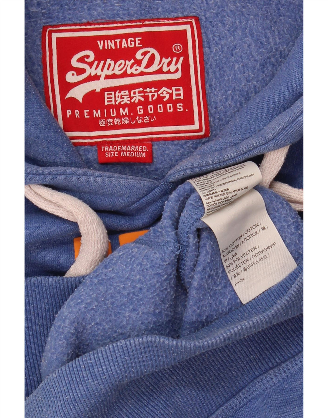 Superdry Pull à Capuche Graphique Homme Bleu Moyen Coton