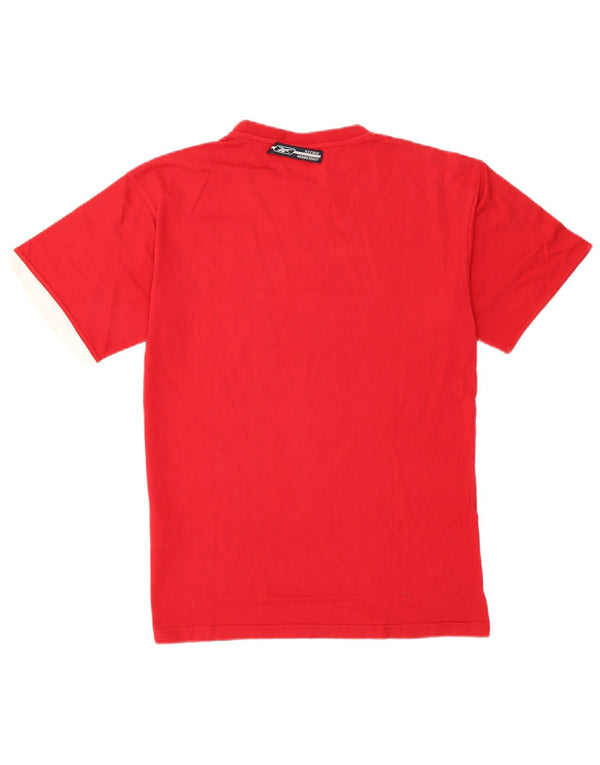 Reebok T-Shirt Top XS Homme Rouge Rayé Coton
