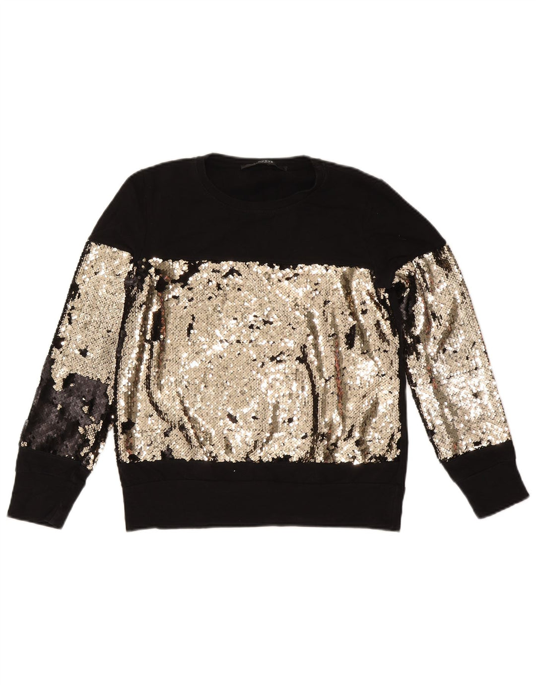 Guess Sweat-shirt pour femme UK 44 en coton color block noir moyen