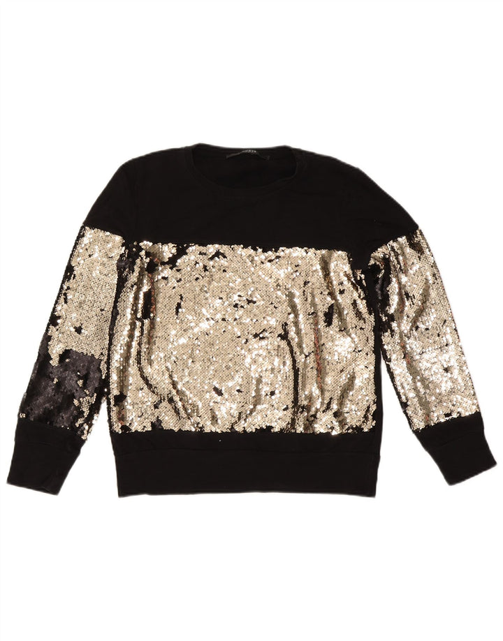 Guess Sweat-shirt pour femme UK 44 en coton color block noir moyen