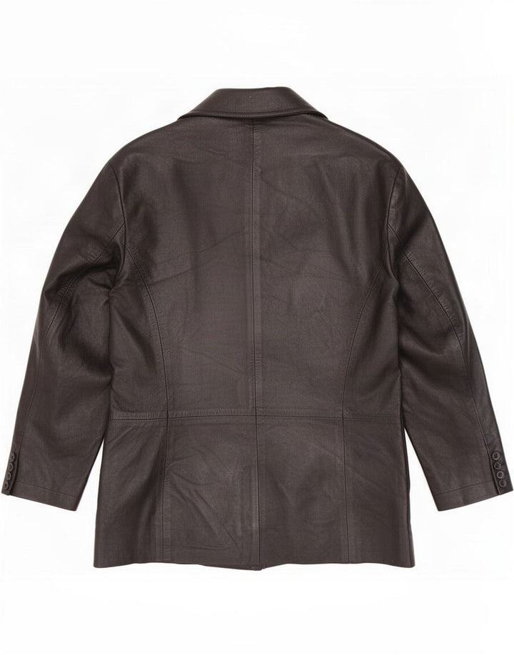 Veste en cuir à manches 3/4 femme vintage IT 50 XL Noir