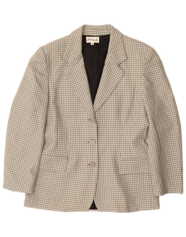 VINTAGE Veste Blazer 3 Boutons Femme IT 46 Grande Laine Pied-de-Poule Grise