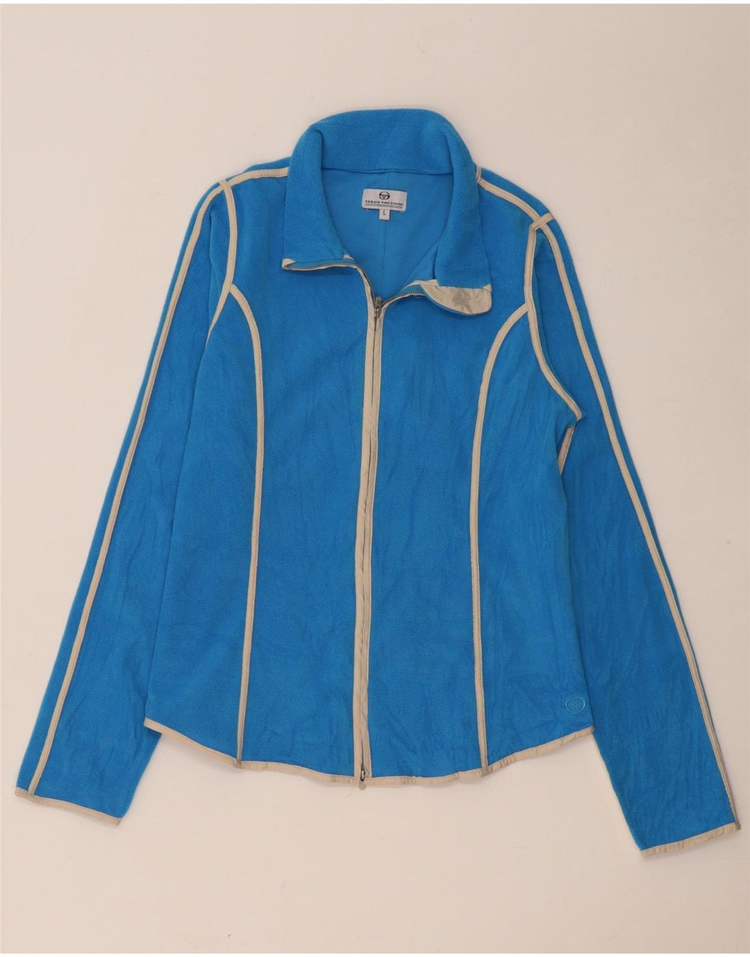 SERGIO TACCHINI Veste Polaire Femme UK 14 Grand Bleu Rayé Polyester