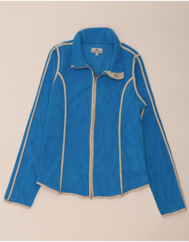 SERGIO TACCHINI Veste Polaire Femme UK 14 Grand Bleu Rayé Polyester