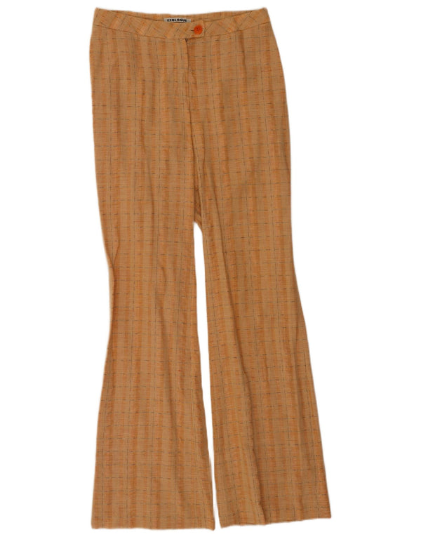 Pantalon de costume Bootcut femme vintage IT 42 Medium W28 L34 Orange Check