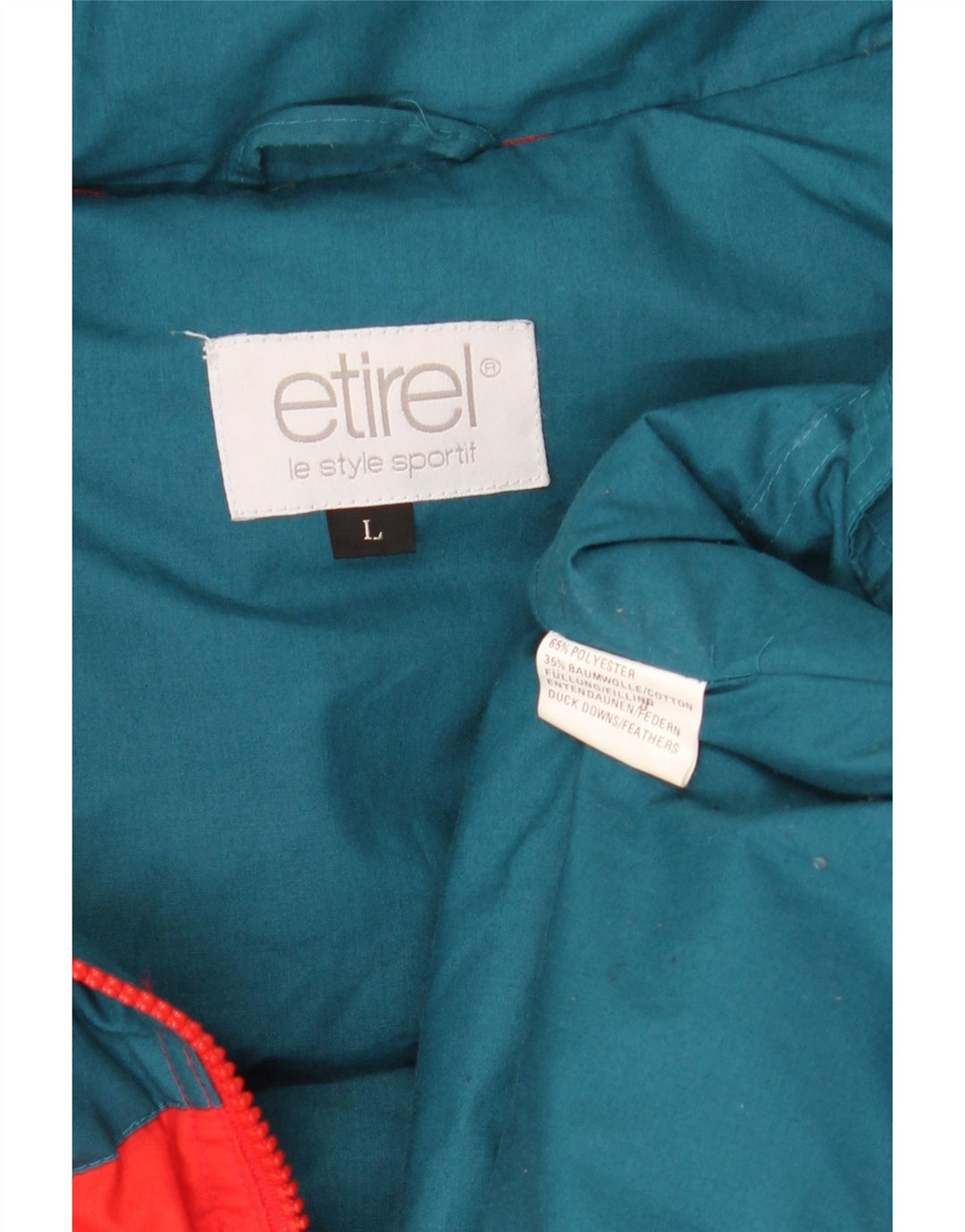 Etirel Veste matelassée à capuche pour homme UK 40 Large Rouge Colourblock Hiver