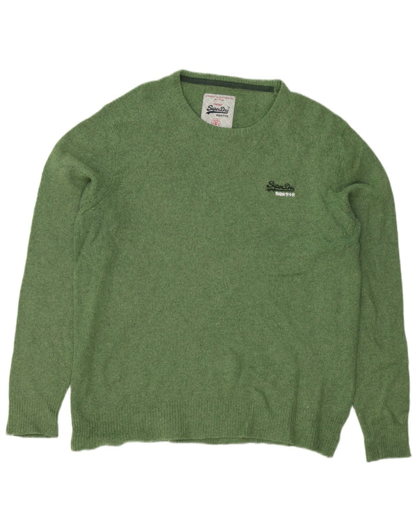 Superdry Pull ras du cou pour homme en laine d'agneau verte Large
