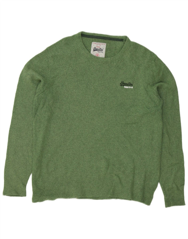 Superdry Pull ras du cou pour homme en laine d'agneau verte Large