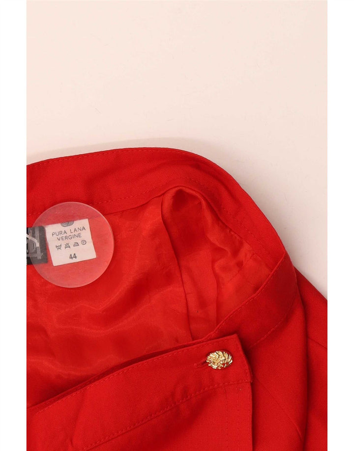 jupe portefeuille femme vintage IT 44 Medium W28 Laine Vierge Rouge