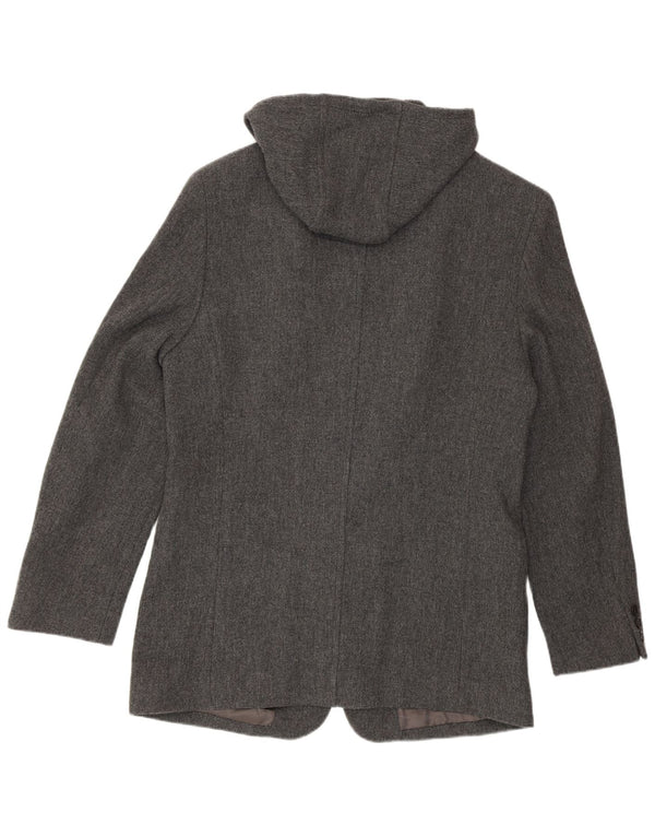 Zara Veste Blazer à Capuche à 4 Boutons pour Homme UK 38 Laine Gris Moyen
