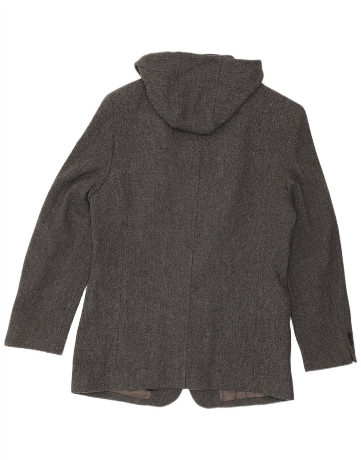 Zara Veste Blazer à Capuche à 4 Boutons pour Homme UK 38 Laine Gris Moyen