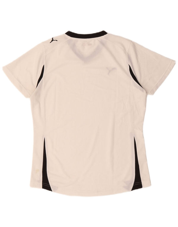Puma T-shirt pour femme UK 16 Large Blanc Colorblock Polyester