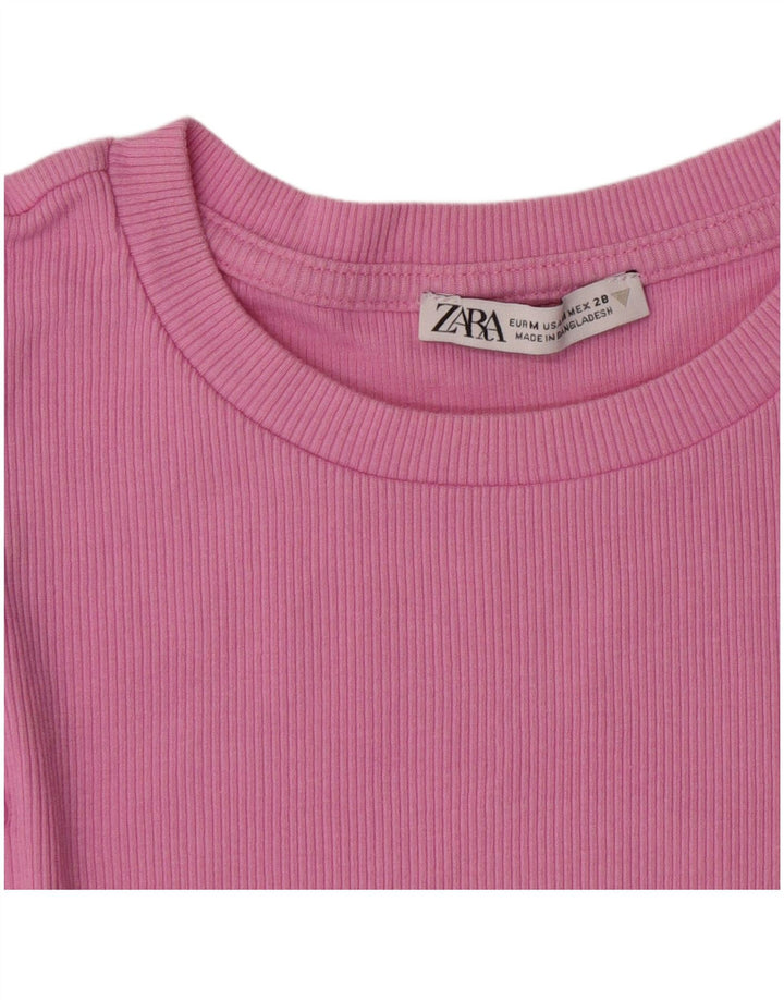 Zara Womens Crop T-Shirt Top UK 12 Rose Moyen