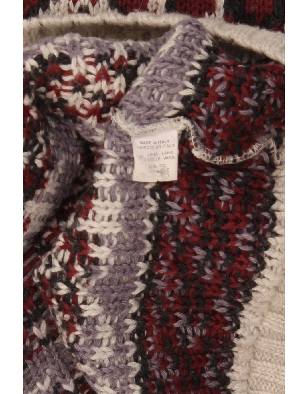 vintage Mens Roll Neck Jumper Pull Moyen Multicolore Fair Isle Wool