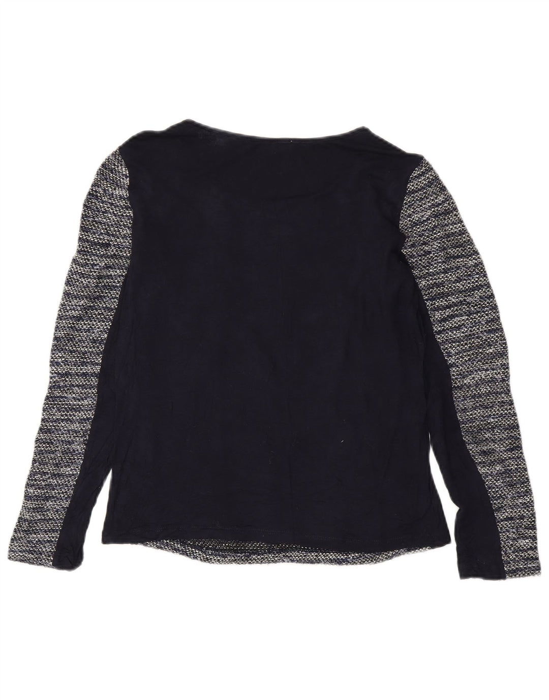 Oasis Haut Femme Manches Longues UK 10 Petit Bleu Marine Rayé Polyester