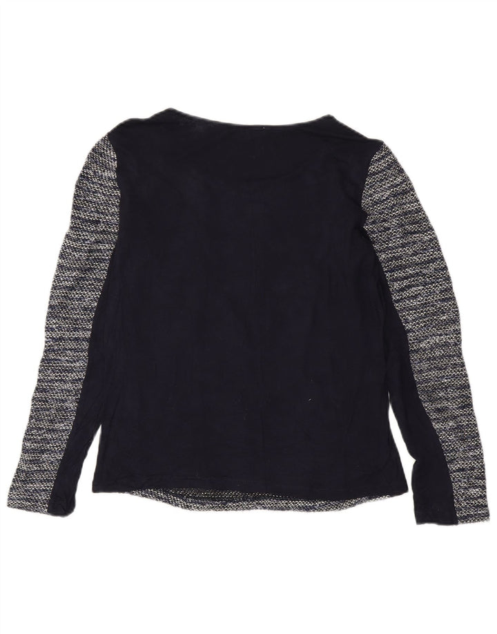 Oasis Haut Femme Manches Longues UK 10 Petit Bleu Marine Rayé Polyester