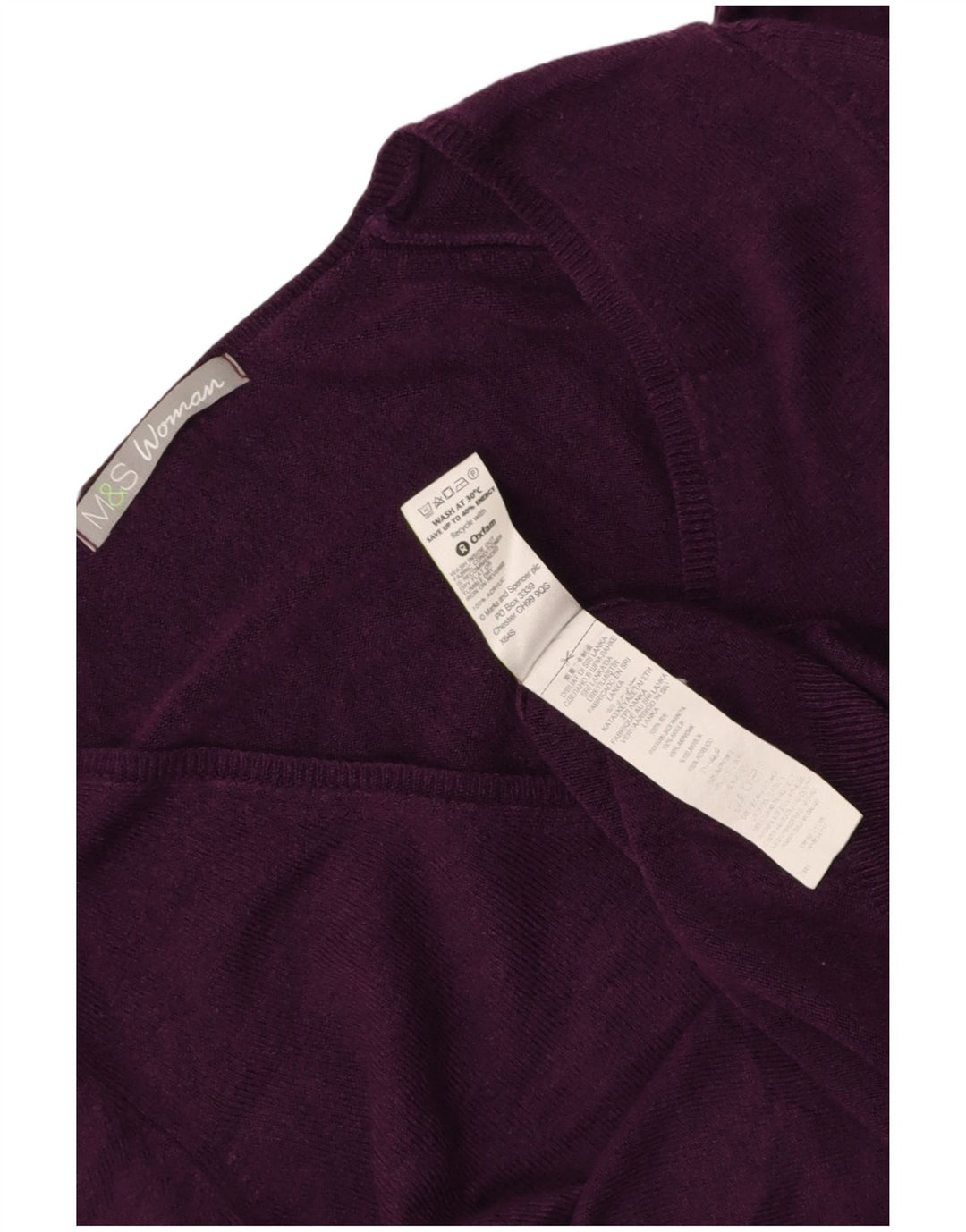 MARKS & SPENCER Womens V-Neck Jumper Sweater UK 8 Small Maroon Acrylic