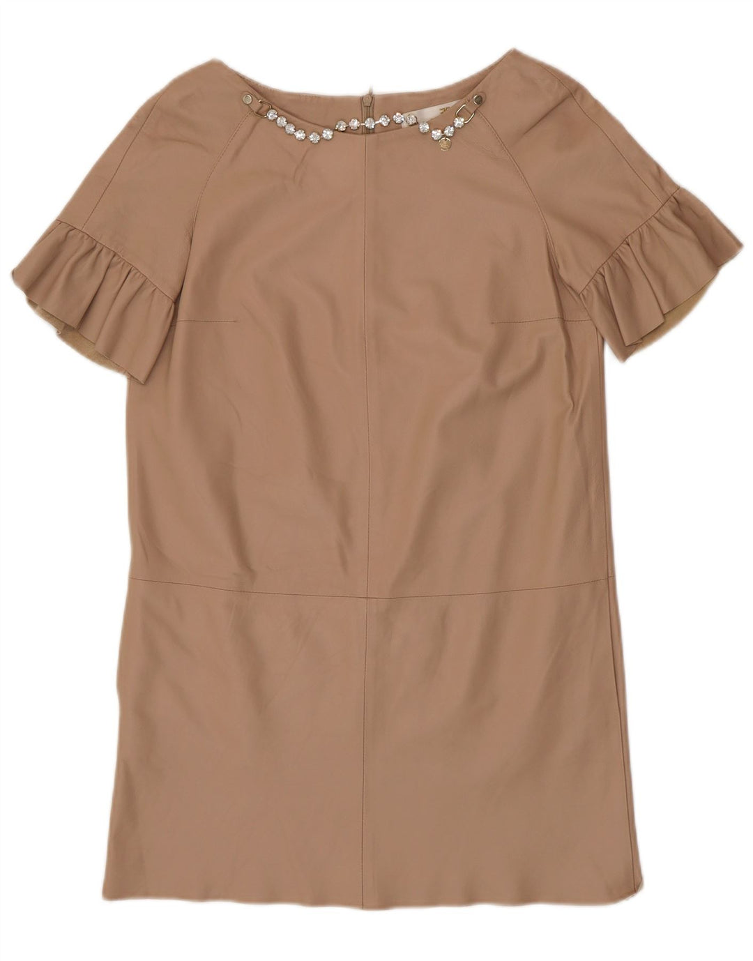 ELISABETTA FRANCHI Robe en Cuir Femme IT 42 Cuir Beige Moyen