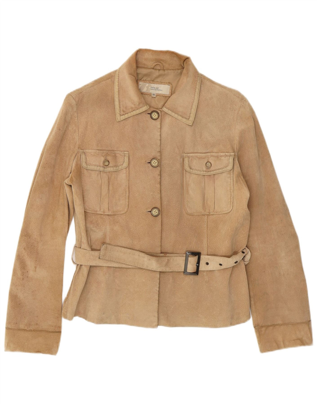 veste en daim femme vintage IT 48 XL Cuir Beige