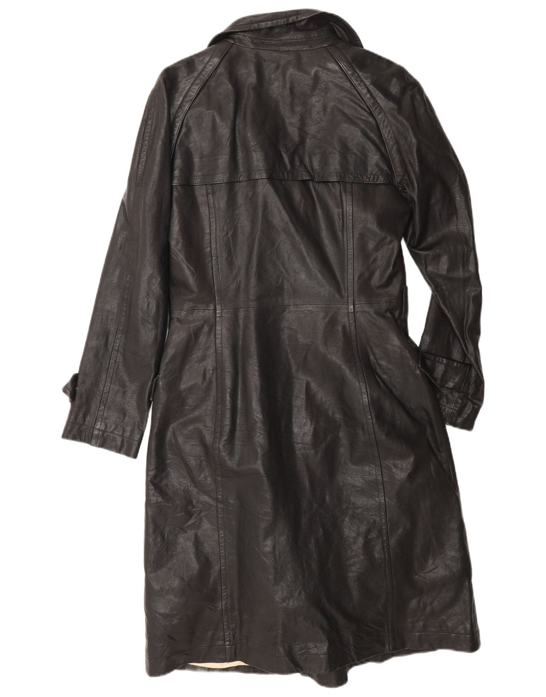 Bruno Magli Manteau en cuir à double boutonnage pour femme UK 12 Cuir noir moyen
