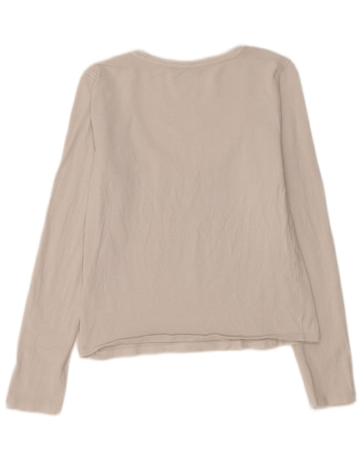 Zara Womens Crop Top Manches Longues UK 12 Moyen Blanc Coton