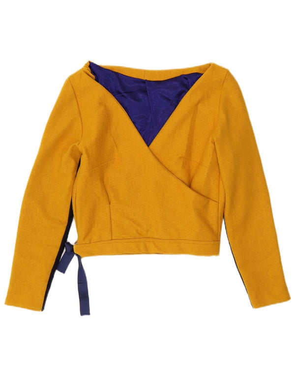 vintage Femmes Crop Top UK 10 Petit Jaune