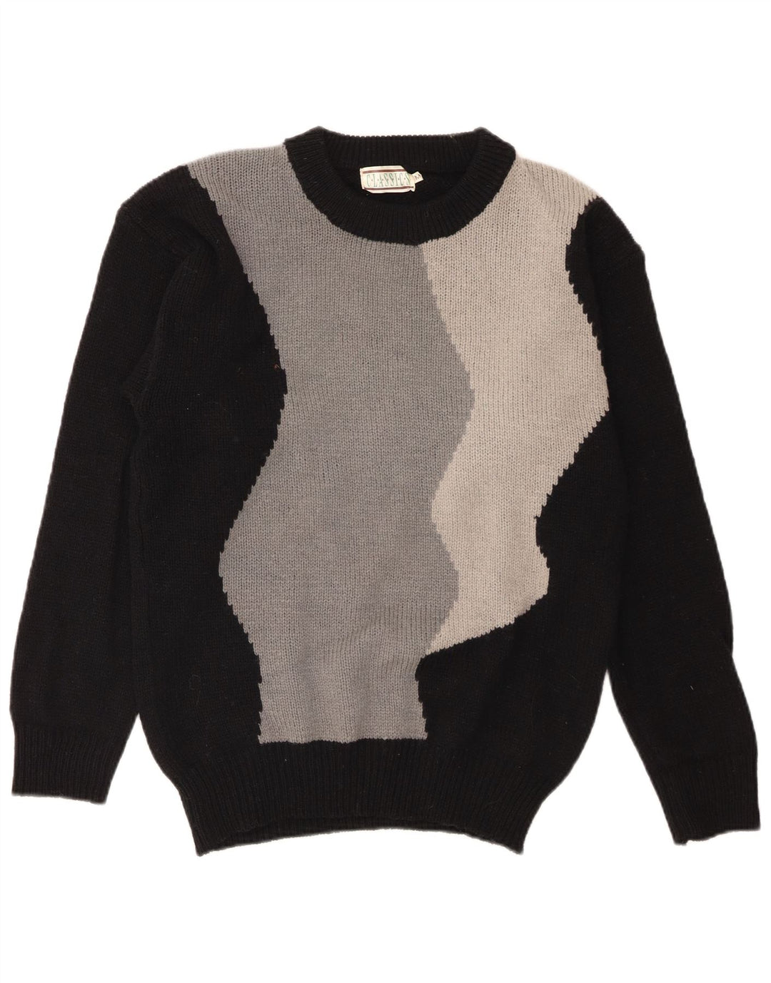 Classics Pull à col rond pour femme UK 14 Medium Black Colourblock
