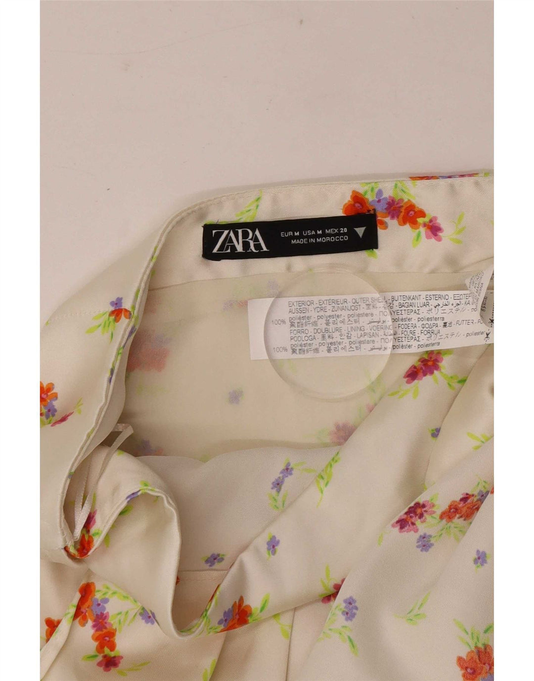Zara Femme Mini Jupe Moyenne W28 Blanc Floral Polyester