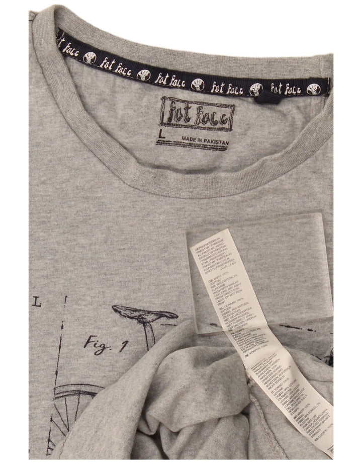 Fat Face T-Shirt Graphique Homme Haut Large Gris Moucheté Coton