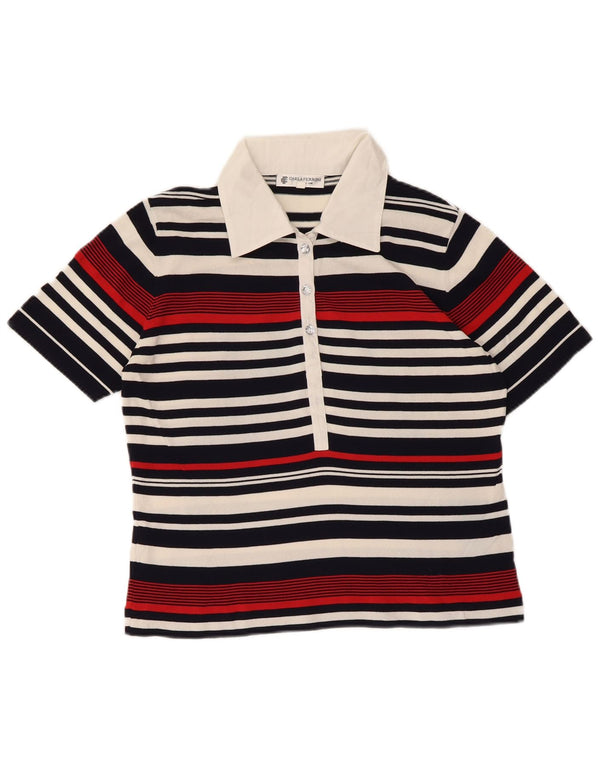 CARLA FERRONI Polo Femme UK 12 Medium Multicolore Rayé Viscose