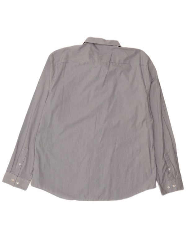 Calvin Klein Chemise cintrée pour homme en coton à fines rayures 2XL Bleu